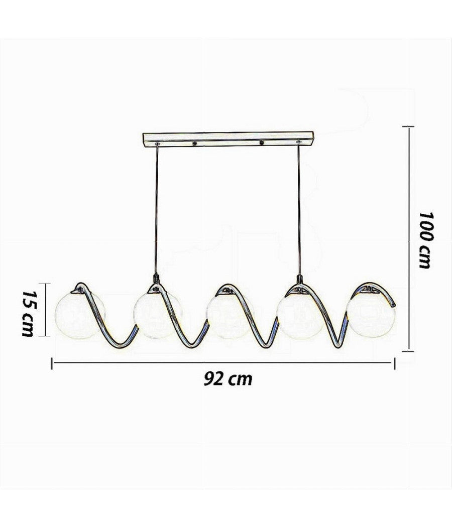 Lampadario A Sospensione Soffitto Twister Con 5 Sfere Vetro Lampada Bronzo G9 B96         