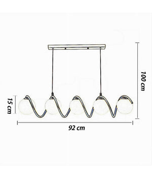 Lampadario A Sospensione Soffitto Twister Con 5 Sfere Vetro Lampada Bronzo G9 B96         