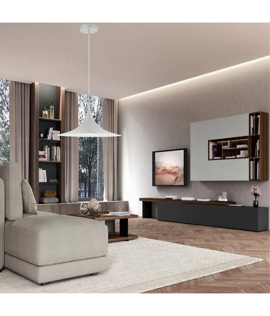 Lampadario A Sospensione Stile Contemporaneo In Metallo Decorativo Luce E27 B98  Bianco       