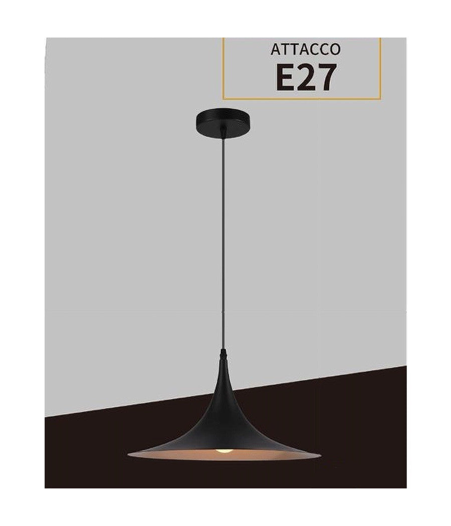 Lampadario A Sospensione Stile Contemporaneo In Metallo Decorativo Luce E27 B98  Nero       