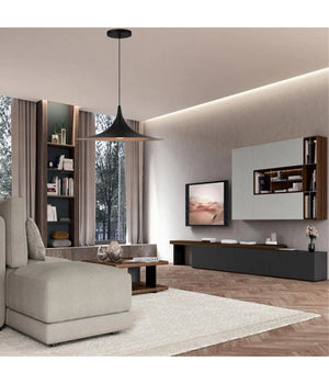 Lampadario A Sospensione Stile Contemporaneo In Metallo Decorativo Luce E27 B98  Nero       