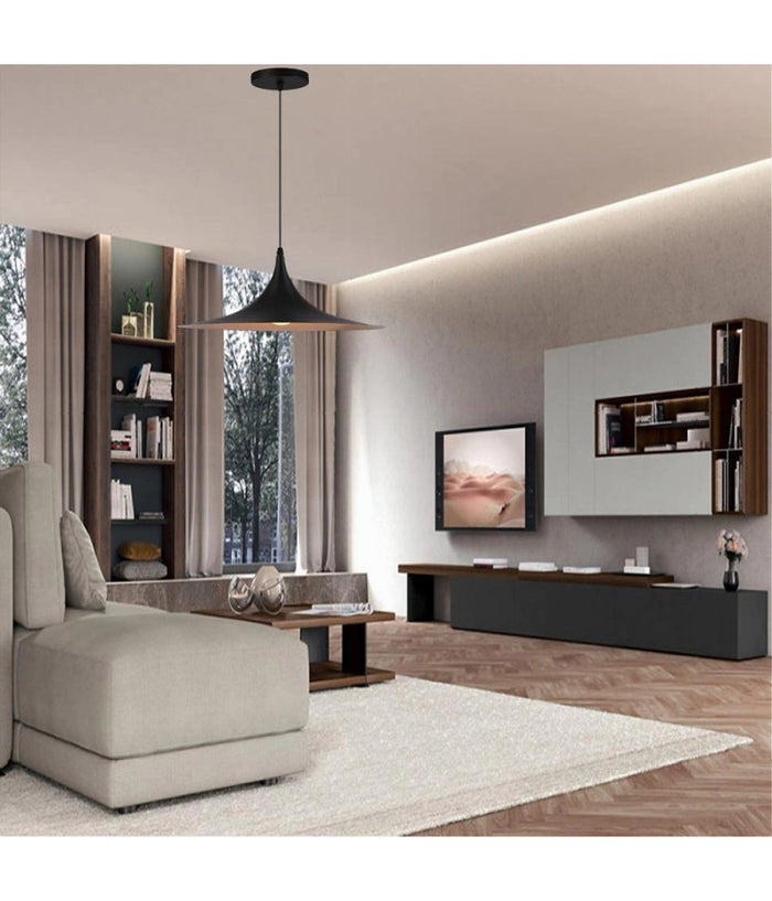 Lampadario A Sospensione Stile Contemporaneo In Metallo Decorativo Luce E27 B98  Nero       