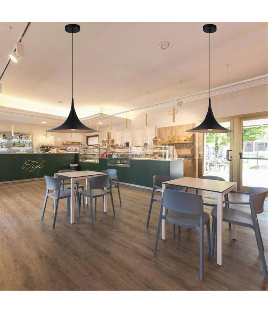 Lampadario A Sospensione Stile Contemporaneo In Metallo Decorativo Luce E27 B98  Nero       