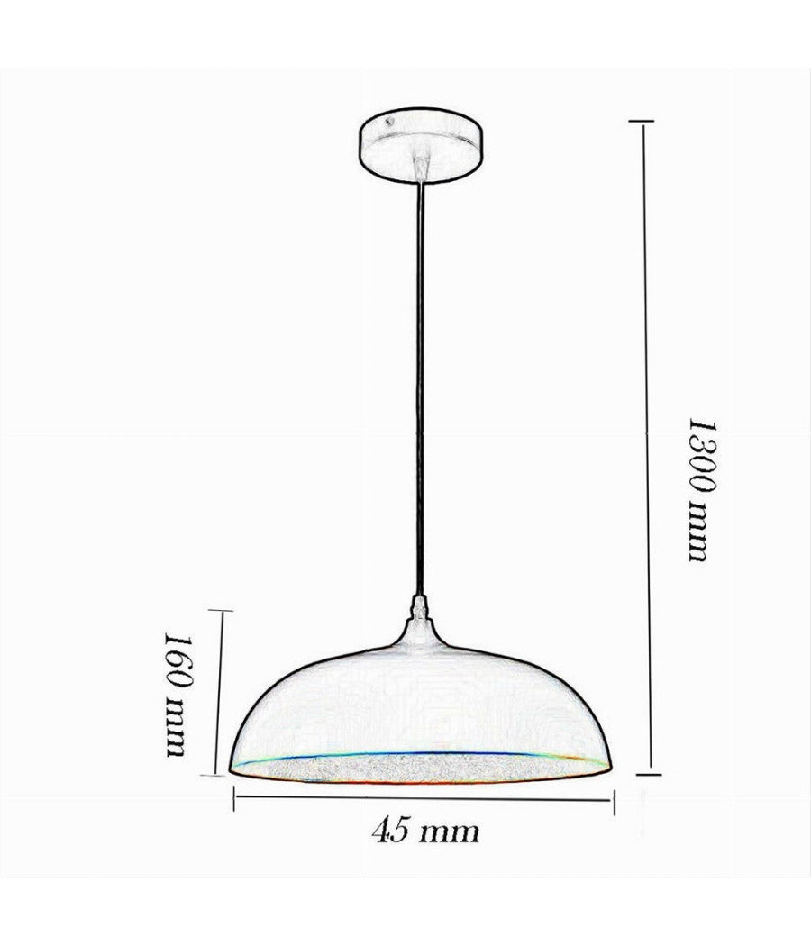 Lampadario A Sospensione Stile Contemporaneo In Metallo Pendente A Cupola E27 B91  Nero       
