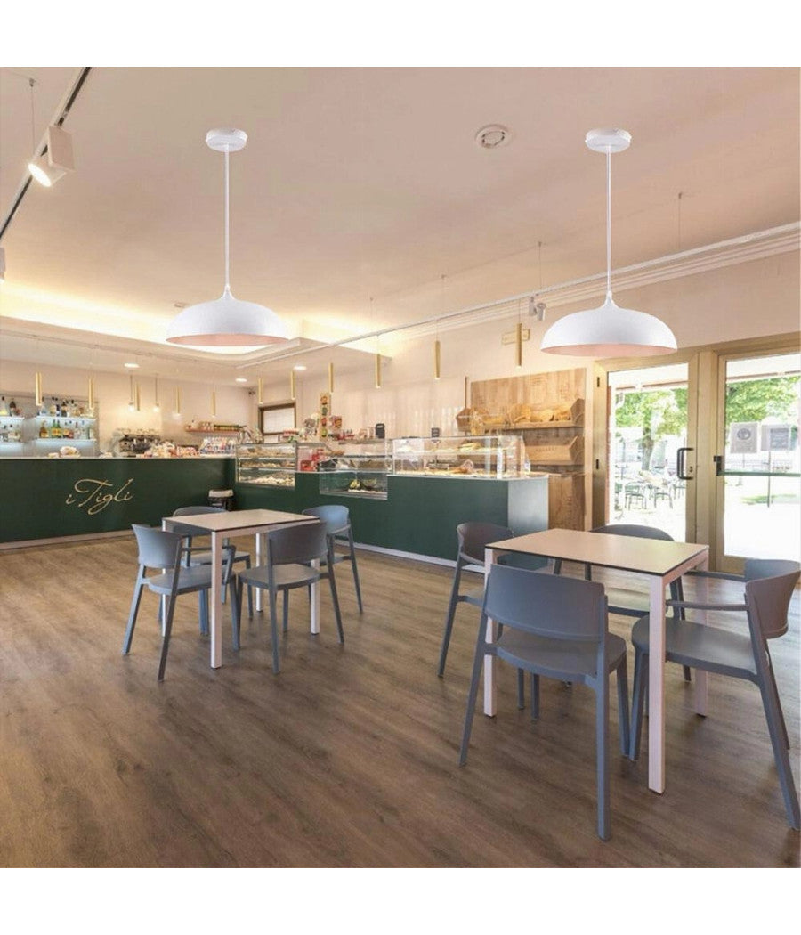 Lampadario A Sospensione Stile Contemporaneo In Metallo Pendente A Cupola E27 B91  Bianco       