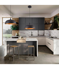 Lampadario A Sospensione Stile Contemporaneo In Metallo Pendente A Cupola E27 B91  Nero       