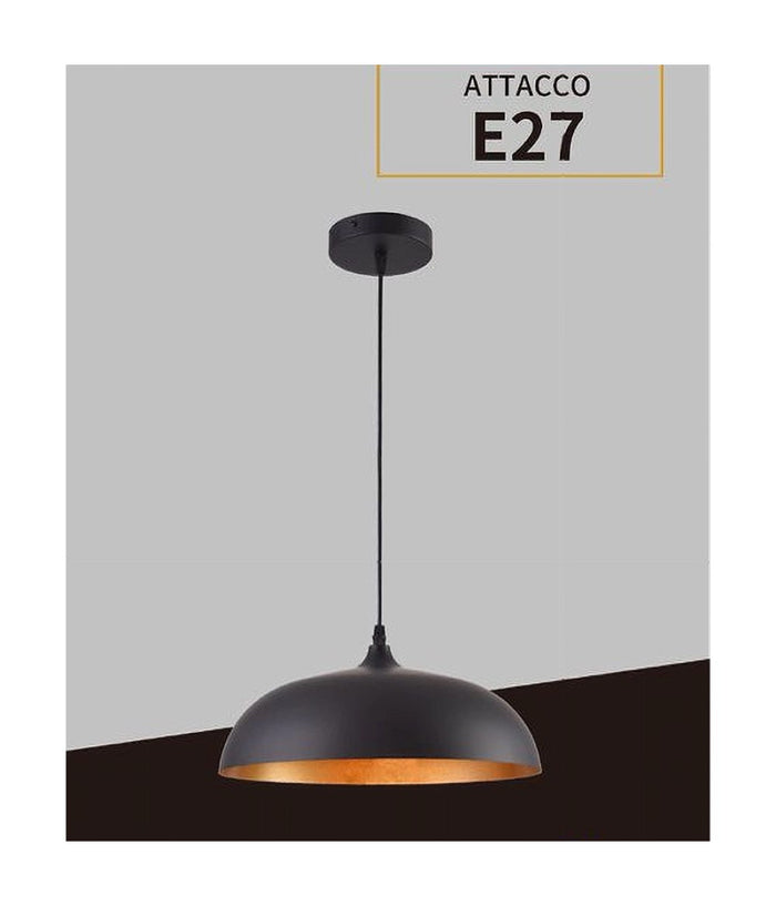 Lampadario A Sospensione Stile Contemporaneo In Metallo Pendente A Cupola E27 B91  Nero       
