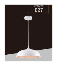 Lampadario A Sospensione Stile Contemporaneo In Metallo Pendente A Cupola E27 B91  Bianco       