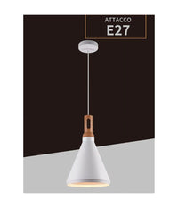 Lampadario A Sospensione Stile Industriale In Metallo Pendente A Cono E27 A94  Bianco       