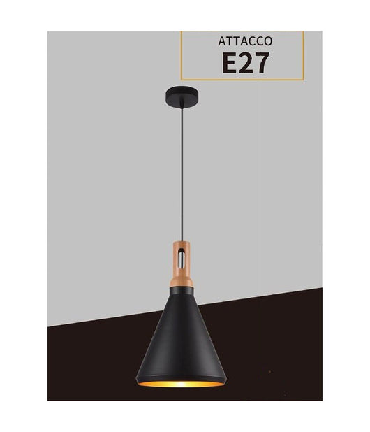 Lampadario A Sospensione Stile Industriale In Metallo Pendente A Cono E27 A94  Nero       
