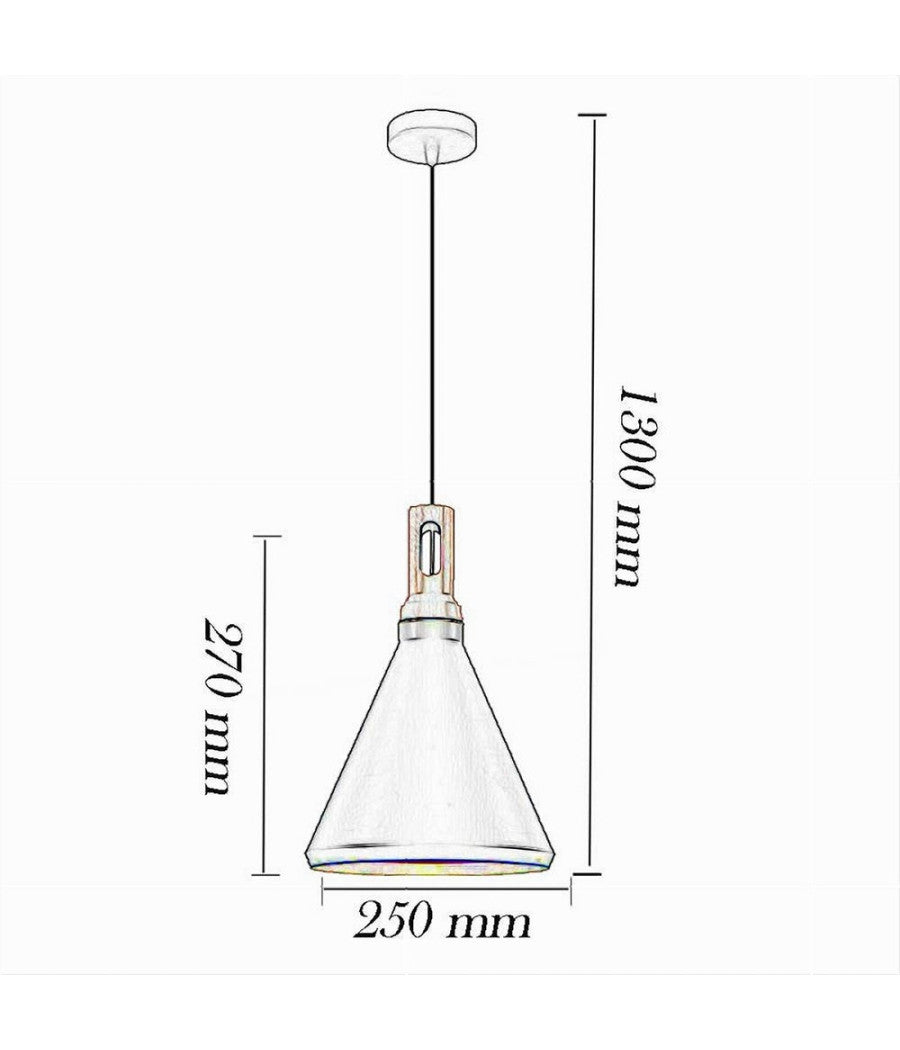 Lampadario A Sospensione Stile Industriale In Metallo Pendente A Cono E27 A94  Bianco       