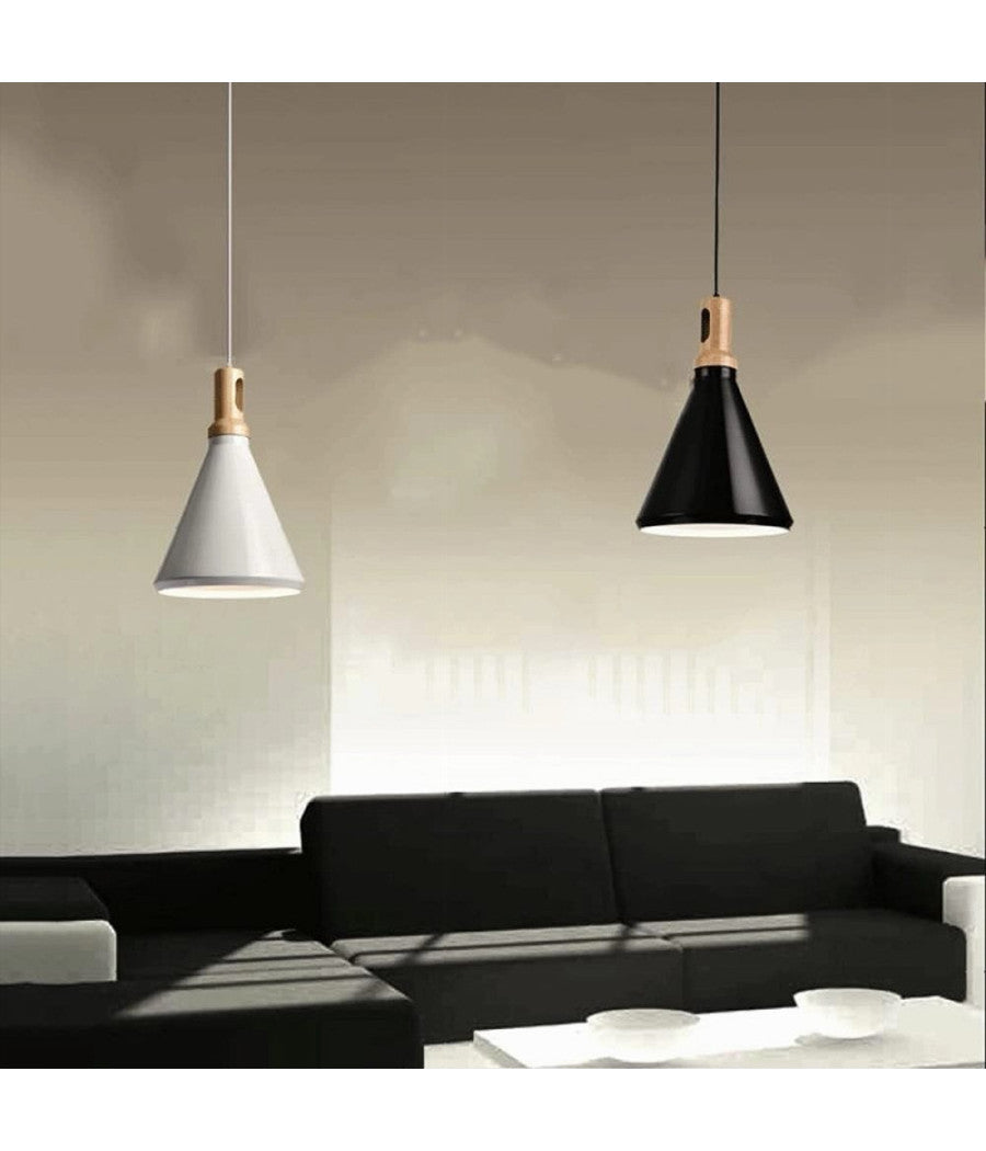 Lampadario A Sospensione Stile Industriale In Metallo Pendente A Cono E27 A94         