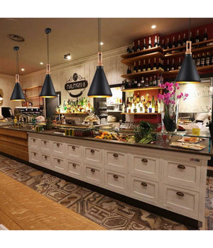 Lampadario A Sospensione Stile Industriale In Metallo Pendente A Cono E27 A94  Nero       