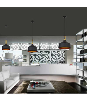 Lampadario A Sospensione Stile Industriale In Metallo Pendente A Coppa E27 A93  Nero       