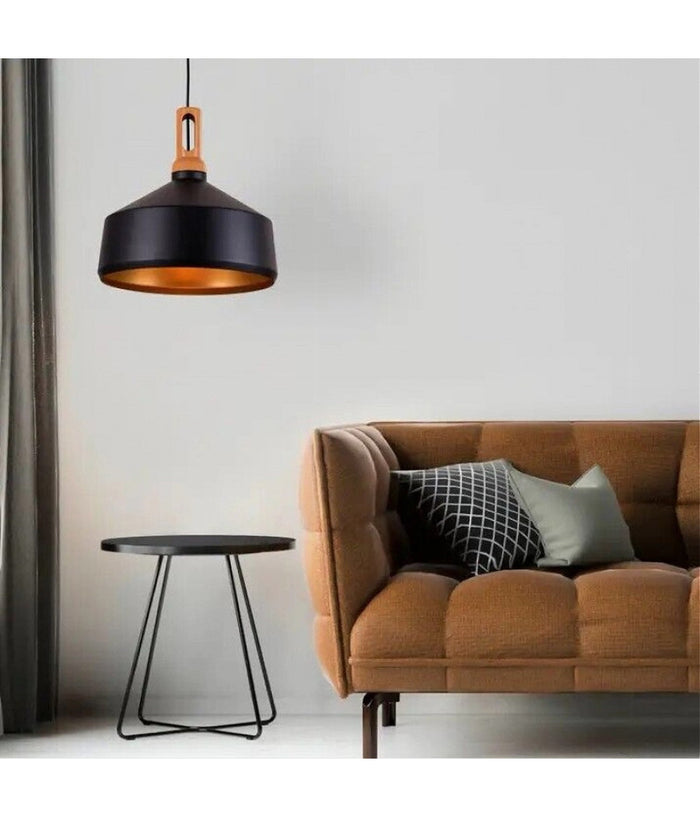 Lampadario A Sospensione Stile Industriale In Metallo Pendente A Coppa E27 A93  Nero       