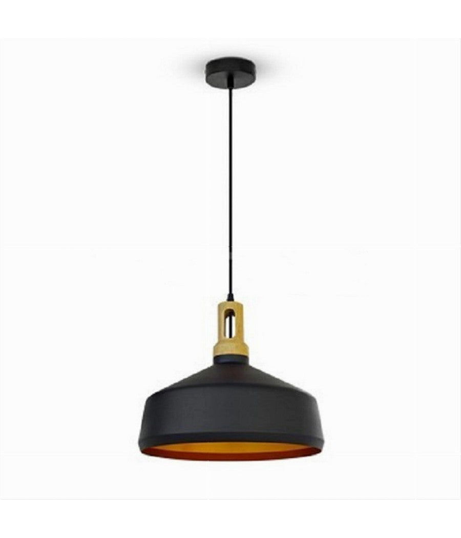 Lampadario A Sospensione Stile Industriale In Metallo Pendente A Coppa E27 A93  Nero       