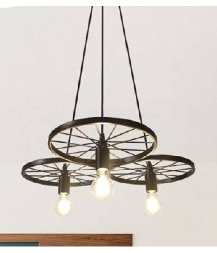 Lampadario A Sospensione Vintage 3 Portalampada E27 Rustica Retrò Country Lp-86n         