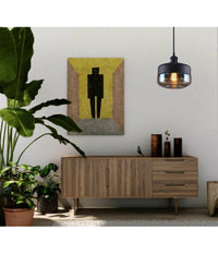 Lampadario A Sospensione Vintage Da Soffitto E27 Nero Vetro Effetto Ambrato Lp13         