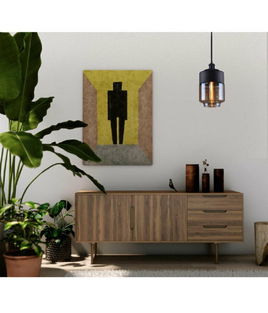 Lampadario A Sospensione Vintage Soffitto Attacco E27 Effetto Ambrato Nero Lp-14         