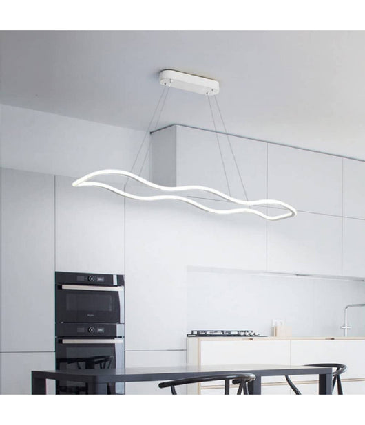 Lampadario Bianco Ondulato A Led 48 W Sospensione Luce 6500k 3000k 4000k B67-b         