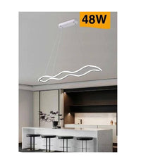 Lampadario Bianco Ondulato A Led 48 W Sospensione Luce 6500k 3000k 4000k B67-b         