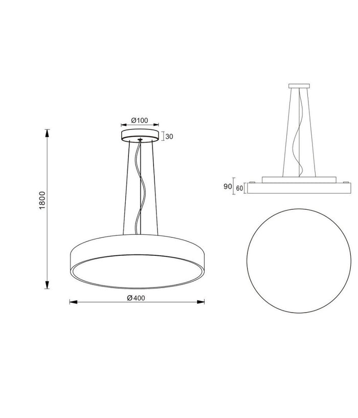 Lampadario Cerchio 40 Cm Led 43 W Lampada Up Down Sospensione 2 Temperature Luce         