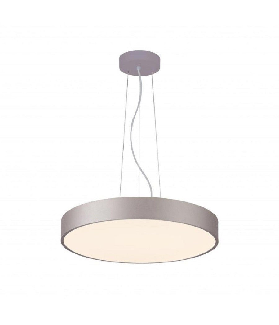 Lampadario Cerchio 40 Cm Led 43 W Lampada Up Down Sospensione 2 Temperature Luce  Argento       