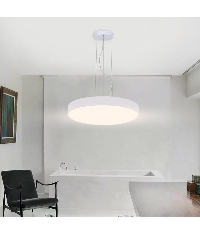 Lampadario Cerchio 80 Cm Led 95 W Lampada Up Down Sospensione 2 Temperature Luce  Bianco       