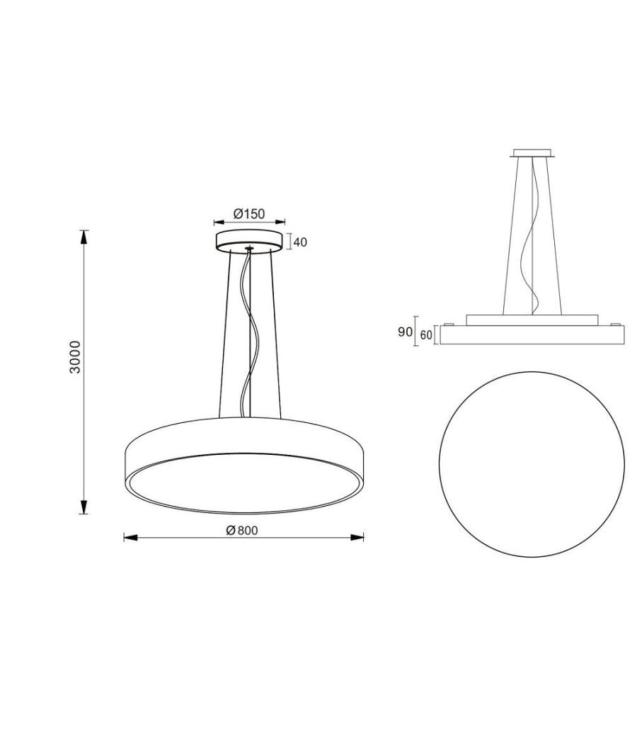 Lampadario Cerchio 80 Cm Led 95 W Lampada Up Down Sospensione 2 Temperature Luce         