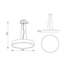 Lampadario Cerchio 80 Cm Led 95 W Lampada Up Down Sospensione 2 Temperature Luce         