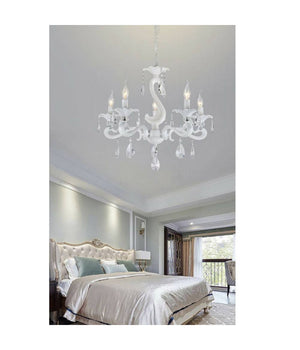 Lampadario Classico Attacco E14 5 Bracci Con Pendenti In Acrilico Lampada A15-5         