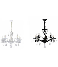 Lampadario Classico Attacco E14 5 Bracci Con Pendenti In Acrilico Lampada A15-5         