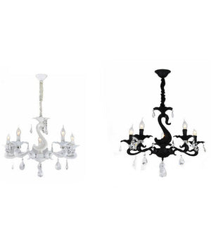 Lampadario Classico Attacco E14 5 Bracci Con Pendenti In Acrilico Lampada A15-5         