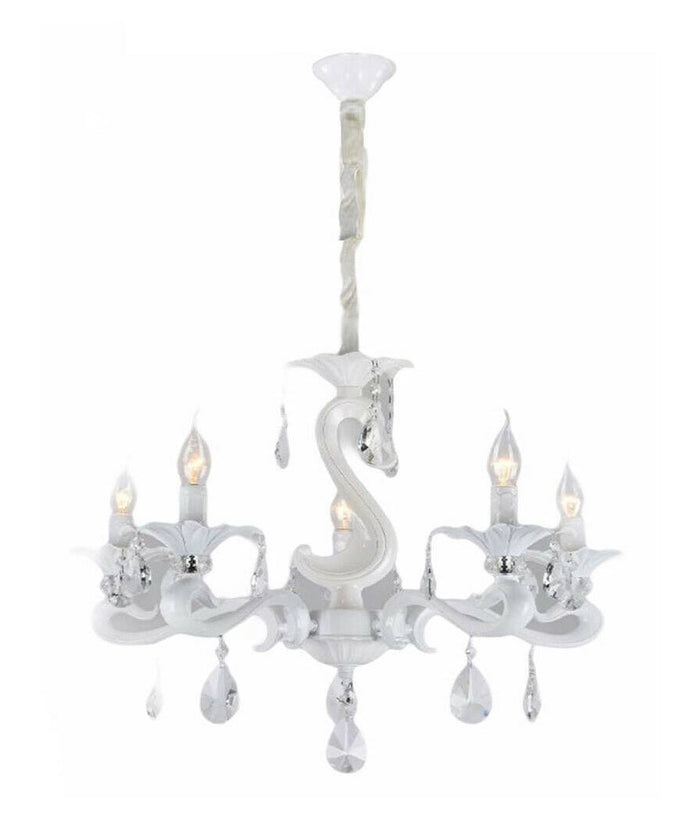 Lampadario Classico Attacco E14 5 Bracci Con Pendenti In Acrilico Lampada A15-5         