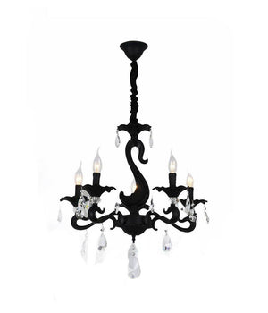 Lampadario Classico Attacco E14 5 Bracci Con Pendenti In Acrilico Lampada A15-5         