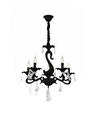 Lampadario Classico Attacco E14 5 Bracci Con Pendenti In Acrilico Lampada A15-5  Nero       