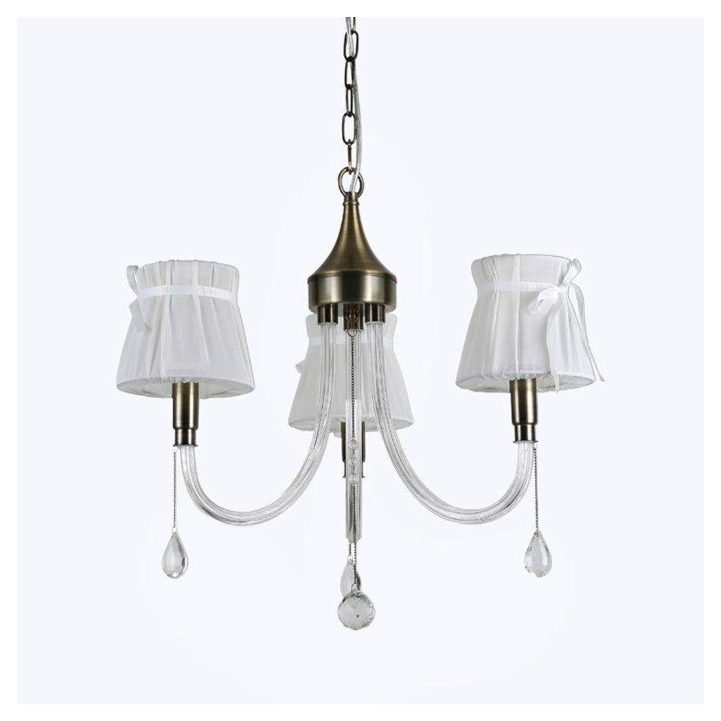 Trade Shop - Lampadario Classico Bronzo Bianco A 3 Bracci Lampada Da Soffitto A Sospensione 92402         