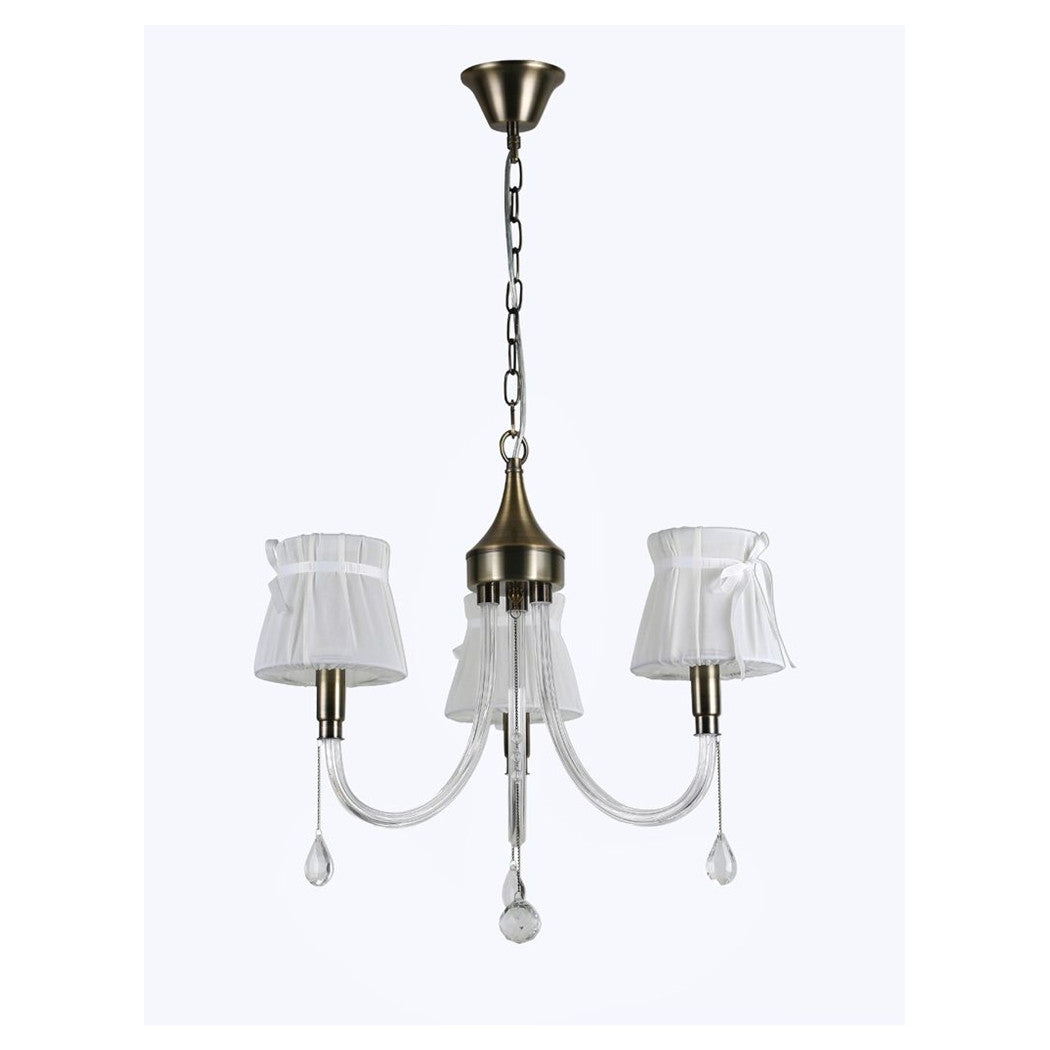 Trade Shop - Lampadario Classico Bronzo Bianco A 3 Bracci Lampada Da Soffitto A Sospensione 92402         