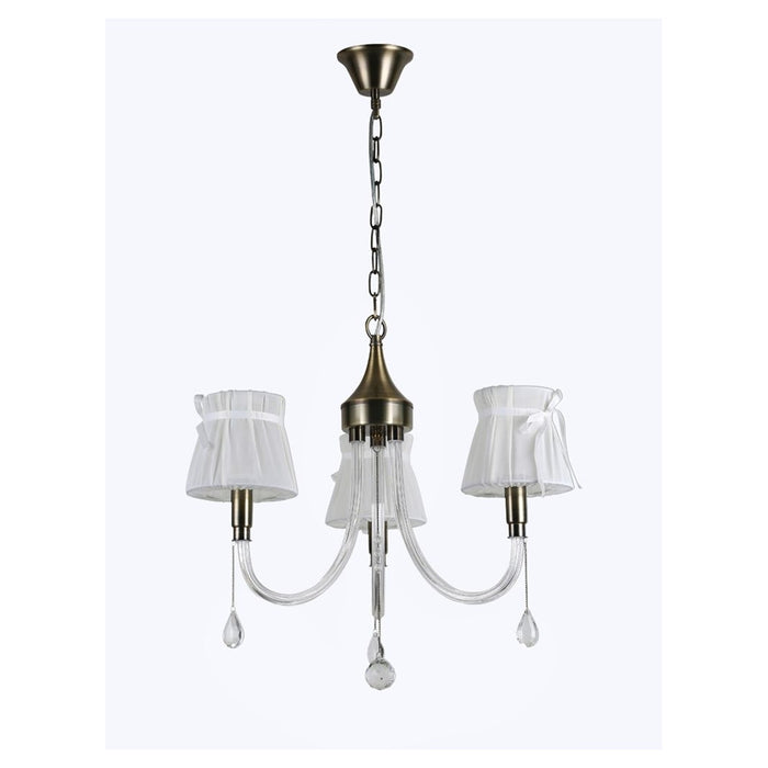 Trade Shop - Lampadario Classico Bronzo Bianco A 3 Bracci Lampada Da Soffitto A Sospensione 92402         
