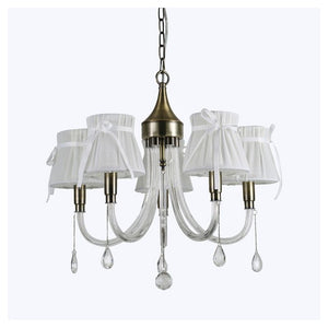 Trade Shop - Lampadario Classico Bronzo Bianco A 5 Bracci Lampada Da Soffitto A Sospensione 92396         