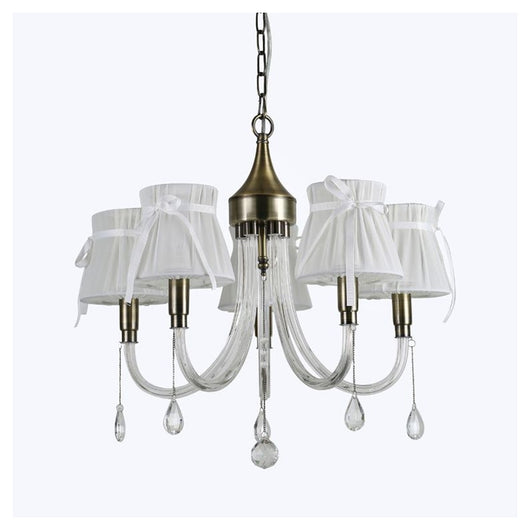 Trade Shop - Lampadario Classico Bronzo Bianco A 5 Bracci Lampada Da Soffitto A Sospensione 92396         