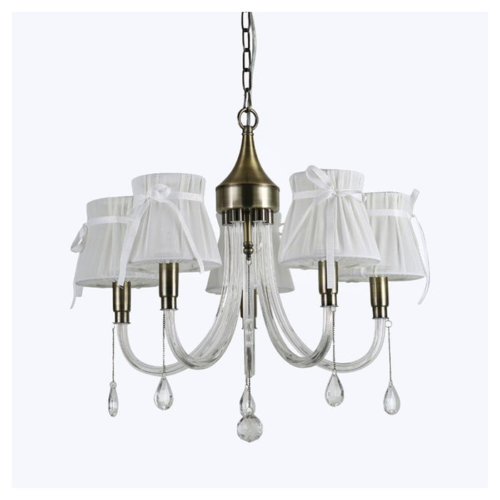 Trade Shop - Lampadario Classico Bronzo Bianco A 5 Bracci Lampada Da Soffitto A Sospensione 92396         