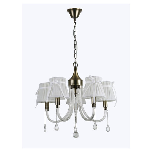 Trade Shop - Lampadario Classico Bronzo Bianco A 5 Bracci Lampada Da Soffitto A Sospensione 92396         