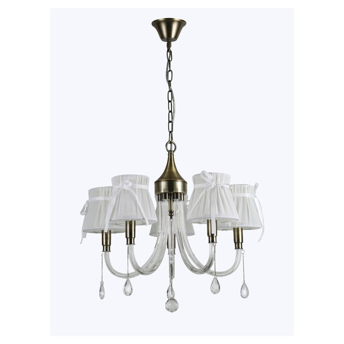 Trade Shop - Lampadario Classico Bronzo Bianco A 5 Bracci Lampada Da Soffitto A Sospensione 92396         
