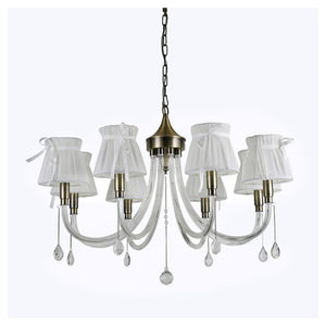 Trade Shop - Lampadario Classico Bronzo Bianco A 8 Bracci Lampada Da Soffitto A Sospensione 92389         