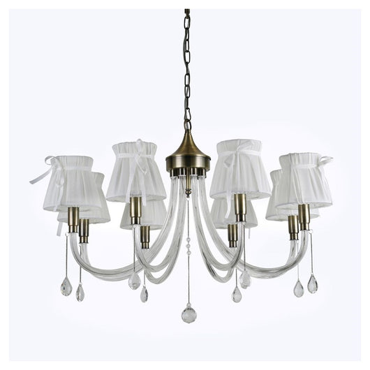 Trade Shop - Lampadario Classico Bronzo Bianco A 8 Bracci Lampada Da Soffitto A Sospensione 92389         