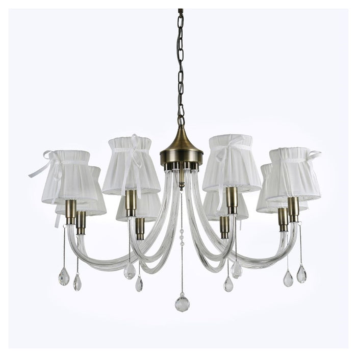 Trade Shop - Lampadario Classico Bronzo Bianco A 8 Bracci Lampada Da Soffitto A Sospensione 92389         