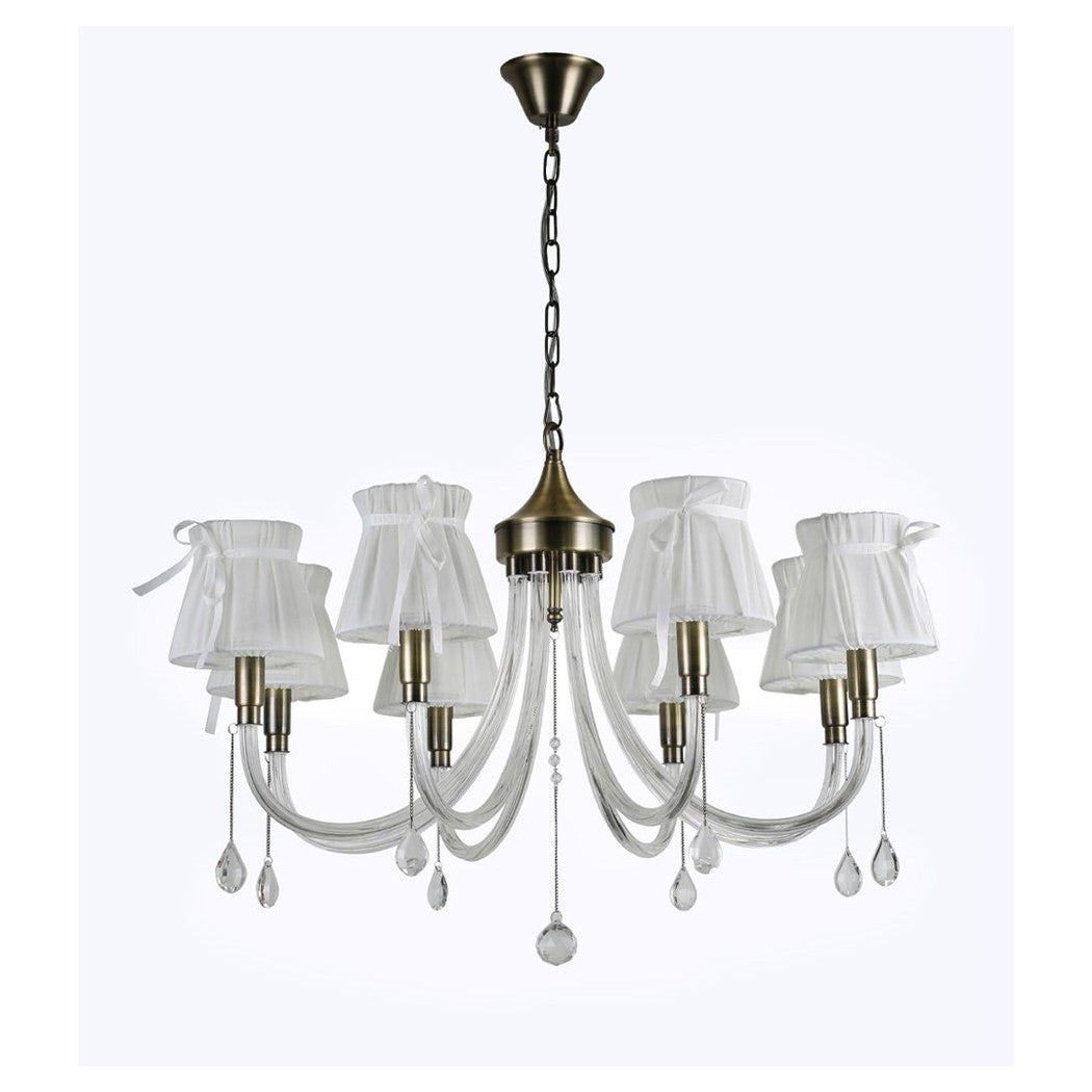 Trade Shop - Lampadario Classico Bronzo Bianco A 8 Bracci Lampada Da Soffitto A Sospensione 92389         
