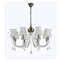 Trade Shop - Lampadario Classico Bronzo Bianco A 8 Bracci Lampada Da Soffitto A Sospensione 92389         