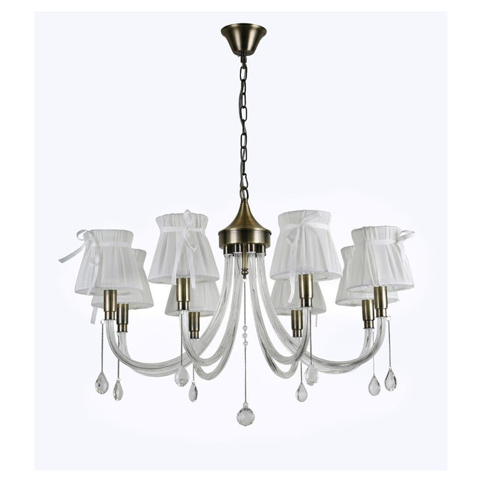Trade Shop - Lampadario Classico Bronzo Bianco A 8 Bracci Lampada Da Soffitto A Sospensione 92389         